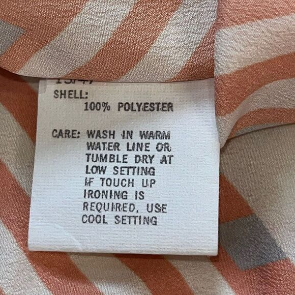VTG Women’s Porsha Made In USA Orange White Slanted Stripes LS Sheer 70s Retro - Picture 3 of 8